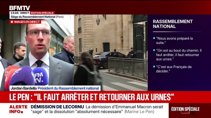 Démission de Sébastien Lecornu: "Il faut que la plaisanterie s'arrête et que nous retournions aux urnes ", assure Jordan Bardella