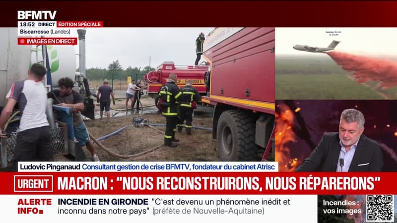 Incendie en Gironde: "Nous reconstruirons, nous réparerons et nous serons présents", déclare Emmanuel Macron sur X