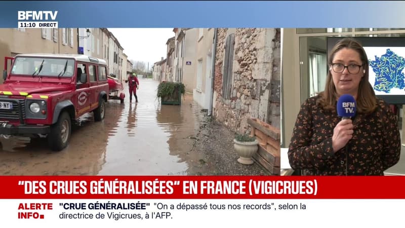 Crues: "Ça fait, au niveau national, plus de 30 jours que nous sommes en vigilance orange-rouge aux crues", assure Lucie Chadourne-Facon, directrice de Vigicrues