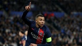 Kylian Mbappé célébrant son but à Anoeta, le stade de la Real Sociedad, le 6 mars 2024.
