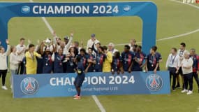 Les U19 du PSG champions de France, le 16 juin 2024.