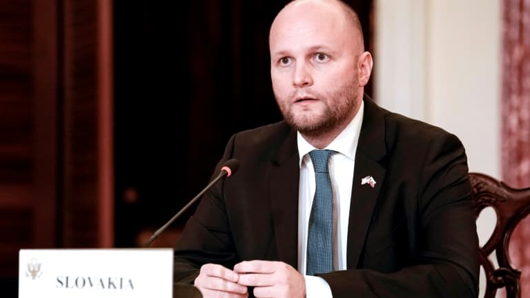 Le ministre de la Défense slovaque Jaroslav Nad à Washington, le 3 février 2022