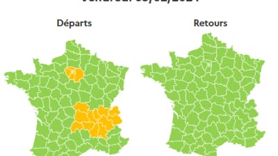Une journée orange dans le sens des départs en Ile-de-France et Auvergne-Rhône-Alpes.