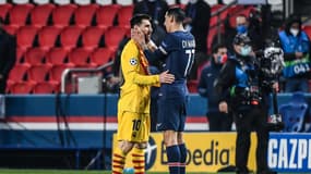 Lionel Messi avec Angel Di Maria, à Paris le 10 mars 2021