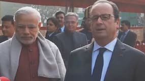 François Hollande, en visite d'Etat en Inde a pris le métro avec le Premier ministre Indien Narenda Modi - Lundi 25 janvier 2016