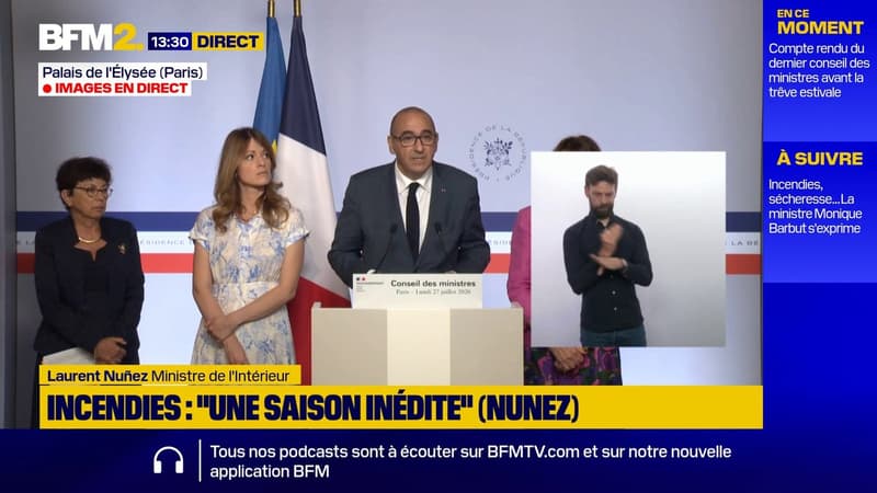"La saison est loin d'être terminée": l'alerte du ministre de l'Intérieur, Laurent Nuñez, à propos des incendies
