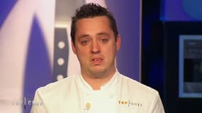 Christophe au moment de son élimination, lundi soir dans "Top Chef"