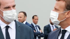Le Premier ministre Jean Castex et le président Emmanuel Macron, place de la Concorde à Paris, pour la parade du 14 juillet 2020. 