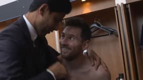 Nasser Al-Khelaïfi et Lionel Messi après PSG-Manchester City