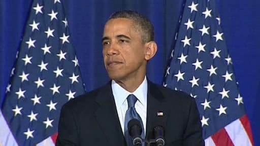 Barack Obama jeudi devant l'université de défense nationale à Washington.