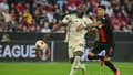Duel entre Romelu Lukaku et Piero Hincapie lors de la demi-finale retour de Ligue Europa Leverkusen-Roma