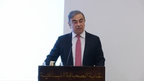 Carlos Ghosn lors de sa conférence de presse à Beyrouth. 