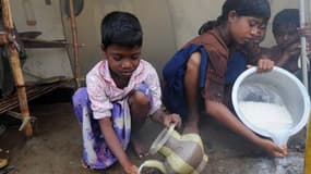 Des enfants rohingyas dans un camp de déplacés, en Birmanie. Ces populations sont les plus menacées par le cyclone Mahasen.