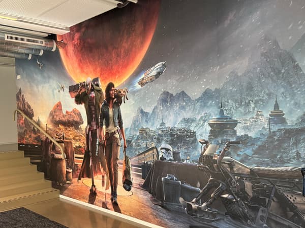 Une affiche géante de Star Wars Outlaws orne l'un des murs du studio de Massive Entertainment à Malmö (Suède)