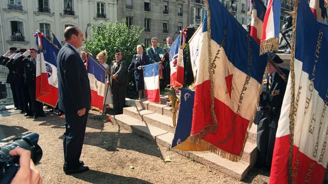 Le président français Jacques Chirac le 16 juillet 1995, lors des cérémonies commémoratives de la rafle du Vel d'Hiv