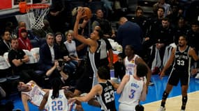 Victor Wembanyama lors du match de pré-saison entre San Antonio et Orlando (122-121), le 9 octobre 2023