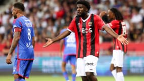 Terem Moffi et Corentin Tolisso lors de Nice-Lyon, le 27 août 2023 