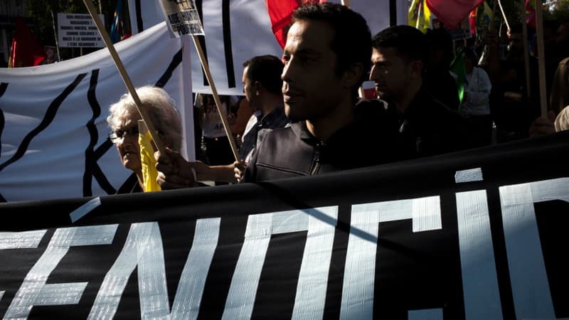 Une manifestation contre l'Etat islamique (EI) en Irak et en soutien aux populations irakiennes persécutées par l'EI, le 23 août 2014 à l'ONU. 