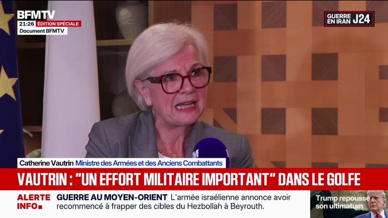 Présence militaire au Moyen-Orient: "Ce sont des moyens qui sont mis au service de la désescalade ", explique Catherine Vautrin, ministre des Armées
