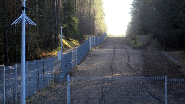 La frontière entre la Lituanie et le Bélarus, près de Deveniskes côté lituanien, le 22 novembre 2021