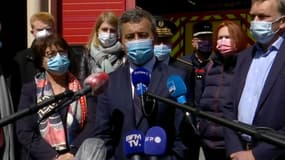 Le ministre de l'Intérieur Gérald Darmanin et la maire de Lille Martine Aubry à la caserne Littré de Lille.