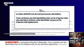 Effondrement des immeubles à Marseille: le bilan définitif est de huit personnes décédées