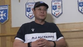 James Zhou le président et propriétaire de l'AJ Auxerre, le 4 juillet 2022