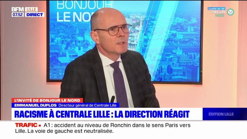 Après les propos racistes d'une trentaine d'étudiants, Emmanuel Duflos, directeur général de Centrale Lille, indique que l'établissement "va continuer de lutter contre les discriminations"