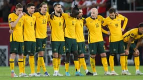 Les joueurs australiens lors du barrage qualificatif pour le Mondial 2022