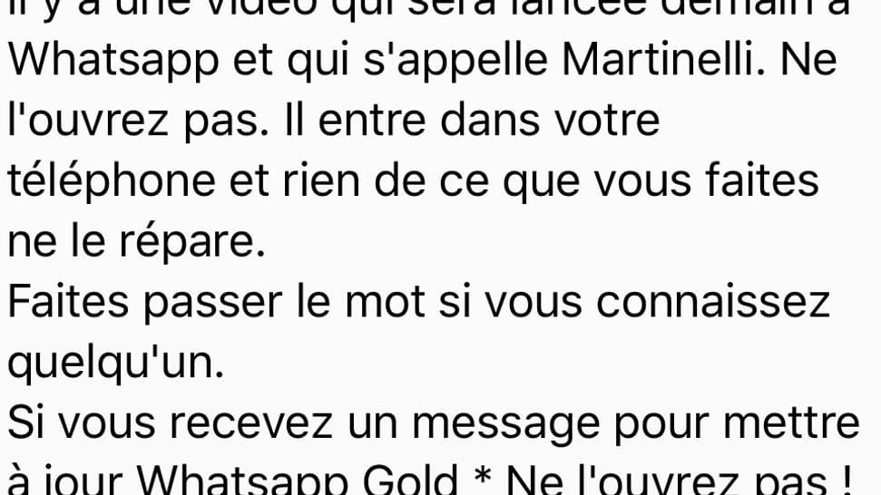 Une version du message très largement diffusé. Une version du message très largement diffusé.