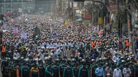 Manifestation à Dacca. 