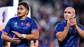 Yoram Moefana et Maxime Lucu lors de France-Uruguay le 14 septembre 2023 à Lille