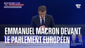  Emmanuel Macron s'exprime devant le Parlement européen