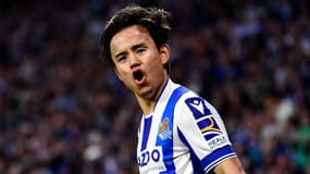 Takefusa Kubo avec la Real Sociedad face au PSG en Ligue des champions, le 14 février 2024