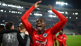 Randal Kolo Muani avec l'Eintracht Francfort face à Stuttgart en demi-finale de Coupe d'Allemagne, 3 mai 2023