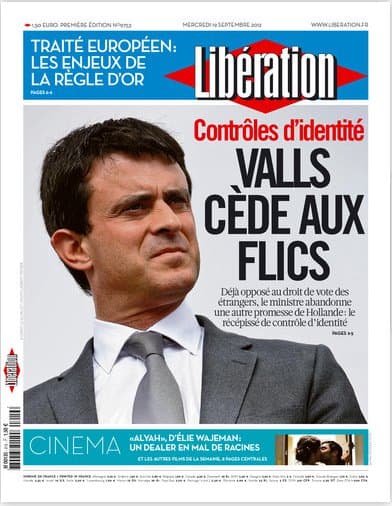 La une de Libération ce mercredi La une de Libération ce mercredi