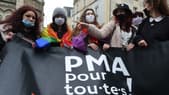 Des manifestantes en faveur de la PMA pour toutes les femmes, le 30 janvier 2021 à Angers