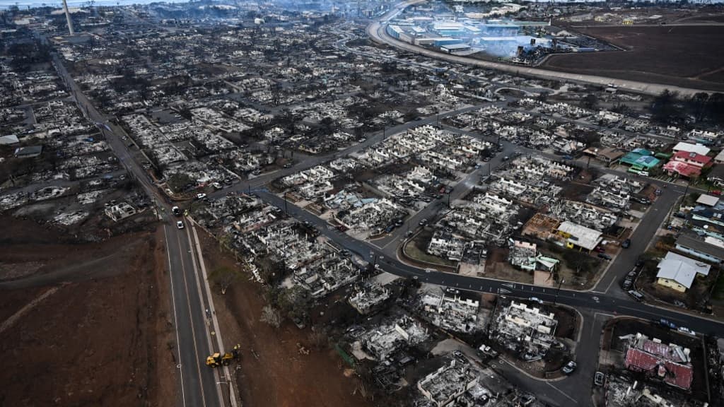 La ville de Lahaina, détruite par les flammes, le 10 août 2023 