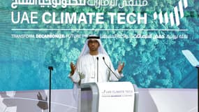 Sultan al-Jaber, patron du géant pétrolier ADNOC, le 10 mai 2023 à Abu Dhabi