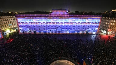 Le palais Saint-Pierre le 7 décembre 2023 pendant la Fête des lumières à Lyon.