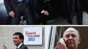 François Hollande, Manuel Valls, Pierre Moscovici et Benoît Hamon au QG de campagne du président élu, à Paris. L'équipe socialiste s'est mise au travail dès lundi matin pour préparer les premières décisions et la constitution du premier gouvernement de ga