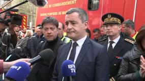 Gérald Darmanin à Marseille après l'effondrement d'un immeuble, le 9 avril 2023