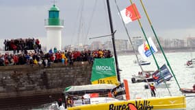 Louis Burton au départ du Vendée globe 2012.