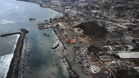 Le port de Lahaina, détruit par le feu, le 10 août 2023 