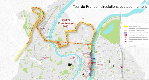 De nombreuses restrictions de circulations samedi avec l'arrivée du Tour de France à Lyon.