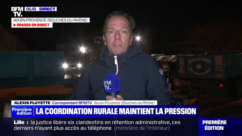 Une vingtaine d'agriculteurs bloquent une plateforme logistique des supermarchés Casino à Aix-en-Provence