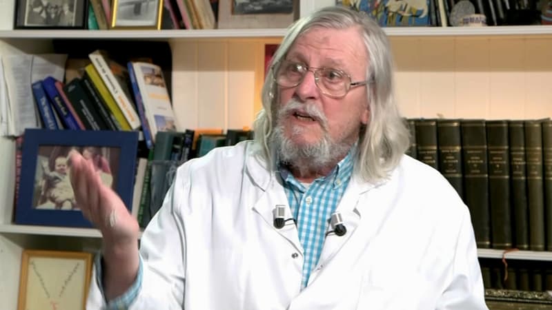 Didier Raoult répond aux questions de Bruce Toussaint sur BFMTV, le 16 avril 2021