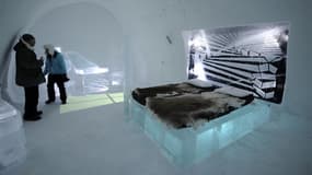 Une des chambres de glace de l'Icehotel de Jukkasjärvi, en 2009.