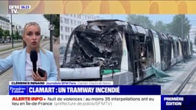 Nuit de violences: un tramway incendié à Clamart, dans les Hauts-de-Seine 