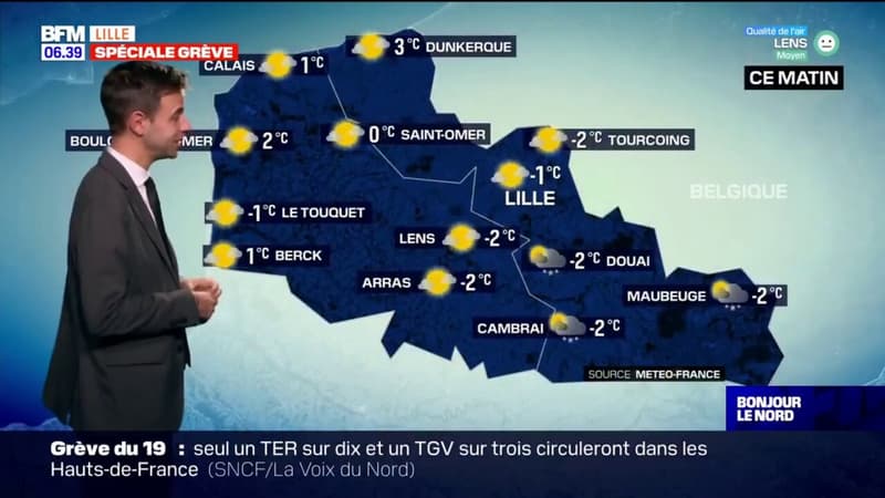 Météo Nord-Pas-de-Calais: belles éclaircies dans l'ouest, quelques flocons dans le secteur de Maubeuge et Douai